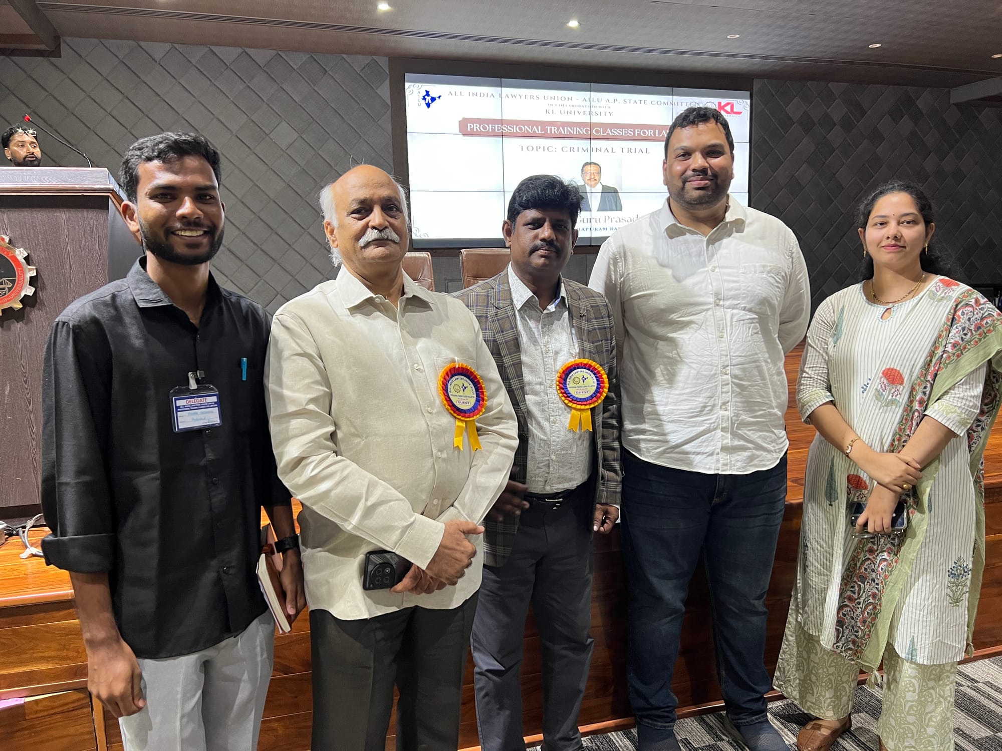 Pavan Sripathi (left), Sunkara (2nd from left),Narra Srinivas Rao (middle), Prithvi Raj & Swapna (right)