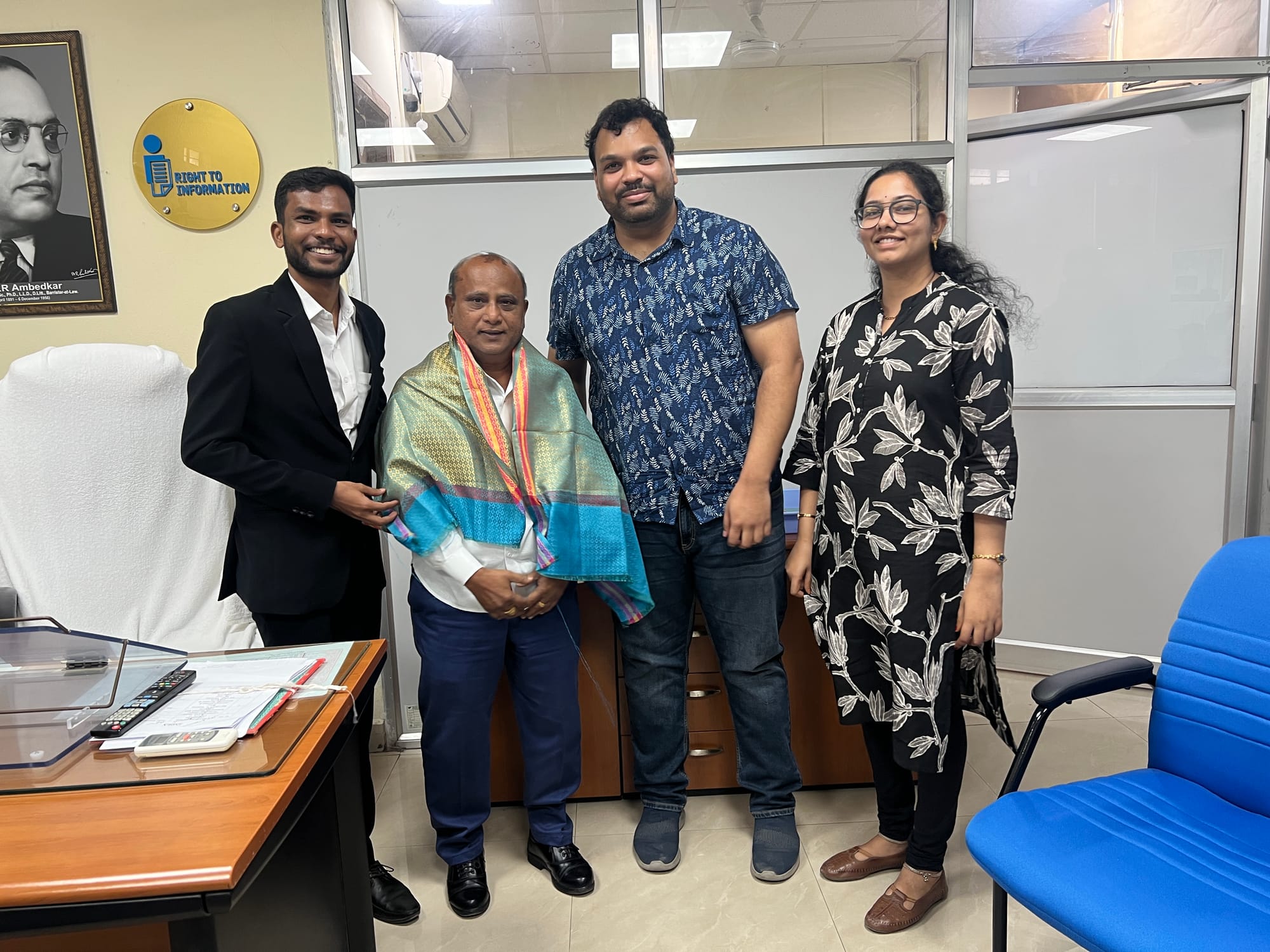 Prithvi, Swapna and Pavan from 1516 meeting D Bhoopal, State Information Commissioner on 10th July 2025