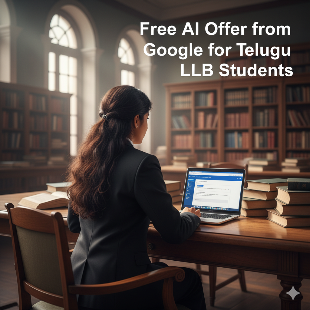 LLB student working on a Laptop in a Library with AI