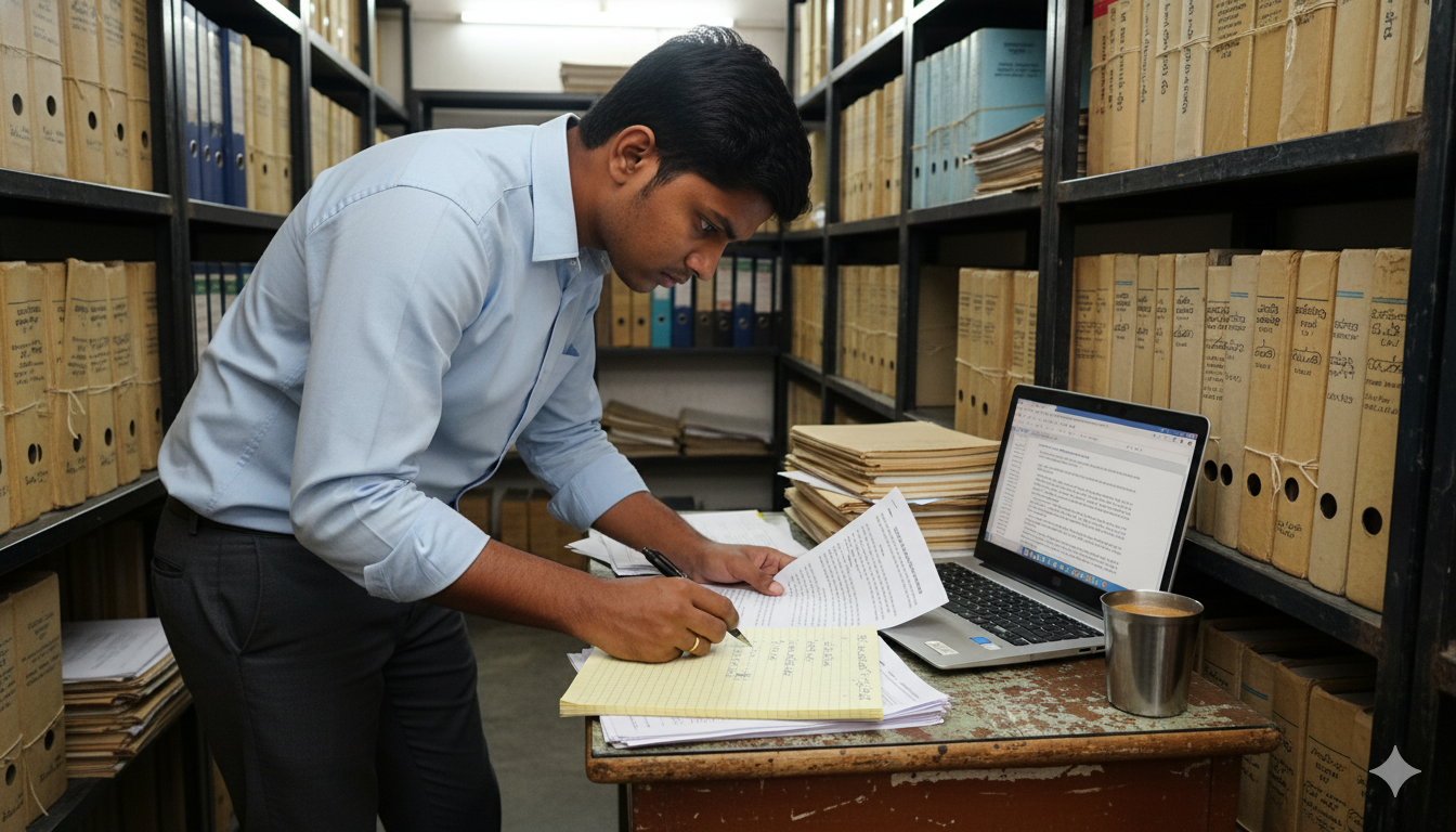 Law Intern working hard doing research