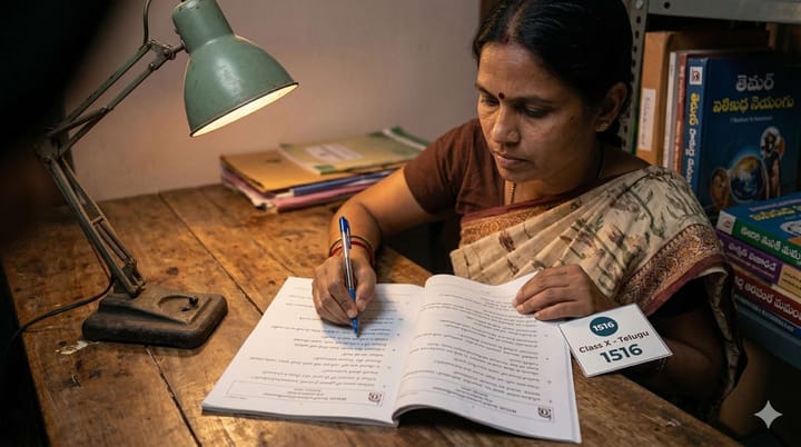 Woman in Chirala, Andhra Pradesh preparing for Class X in NIOS